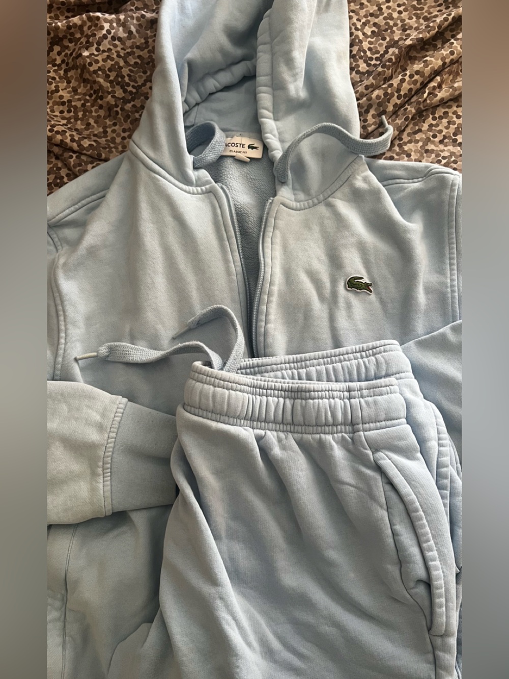 Lacoste Men’s Light Blue Cotton Jacket + Joggers with Crocodile Logo